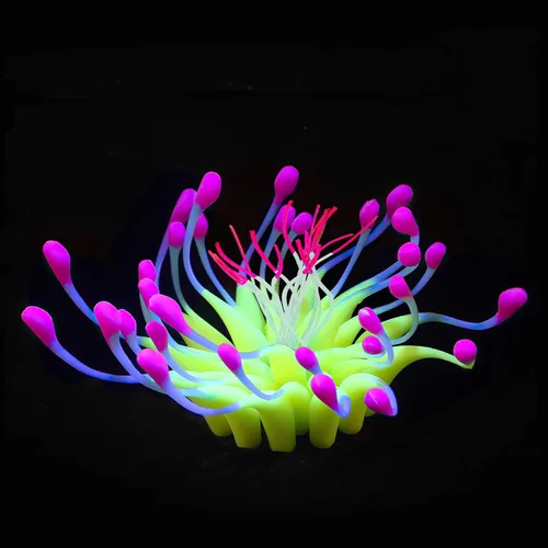 Vista 7 de Uniclife Adorno de silicona artificial de cuello de cisne con efecto brillante para acuario de pecera, color azul