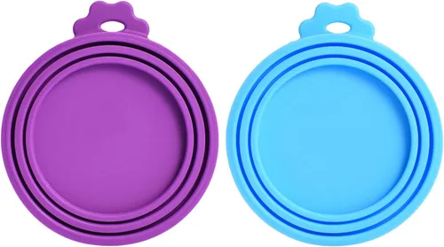 Vista 13 de Comtim Tapas de silicona para latas de comida para mascotas (tamaño universal, una para 3 latas de comida de tamaño estándar), azul y verde
