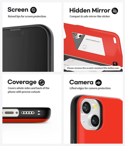Vista 6 de GOOSPERY Parachoques magnético para puerta compatible con iPhone 13 Mini, tarjetero tipo cartera, cierre automático, protección de doble capa Rojo