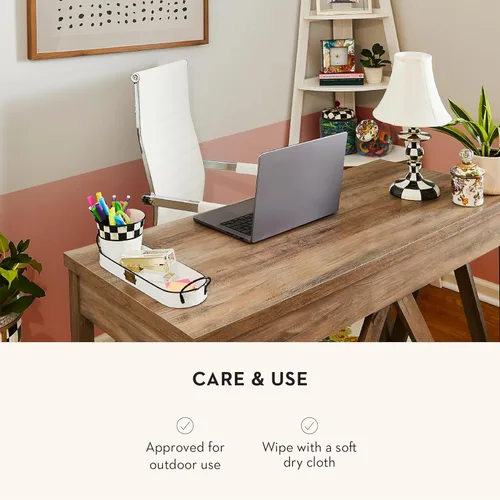 Vista 5 de MACKENZIE-CHILDS Macetas de hierbas galvanizadas con bandeja, macetas de hierbas de metal, juego de 3, espectador