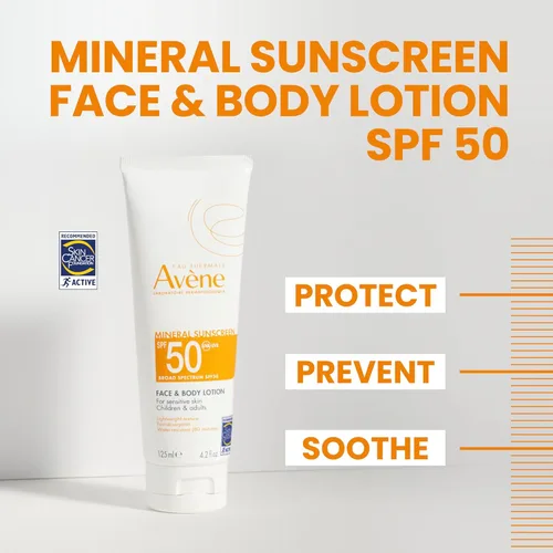Vista 3 de Avène Sheer Mineral Sunscreen Broad Spectrum SPF 50 Loción facial y corporal 4.23 Fl Oz
