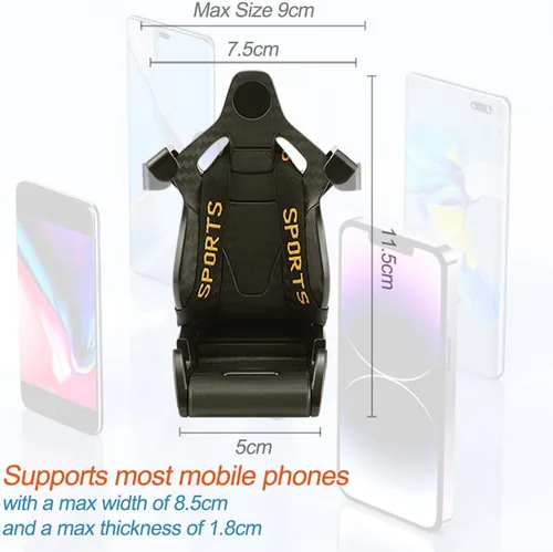 Vista 2 de Soporte universal para teléfono celular para asiento de carreras, soporte universal para teléfono inteligente, ajuste universal para teléfonos