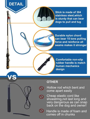 Vista 4 de Juguete interactivo de poste de coqueteo para perros, persecución y tira y afloja, varita teaser duradera con cuerda de forro polar para mascotas