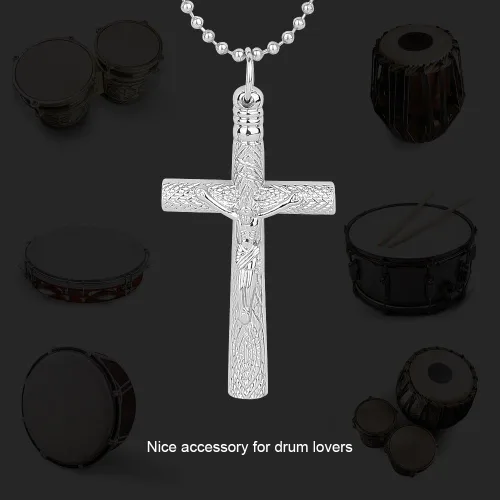 Vista 5 de Llave de afinación de piel de cabeza de tambor de metal de 0.236 in, collar de llave de tambor, con cadena, llave de tambor