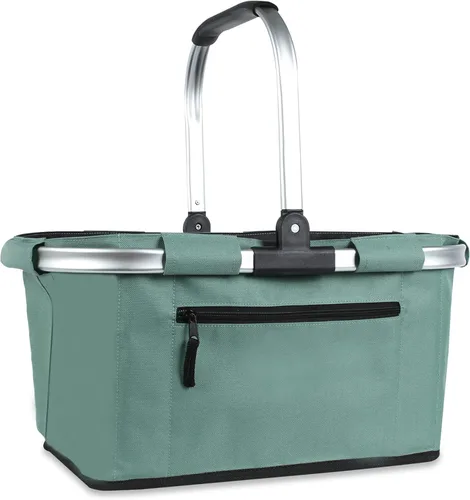 Vista 10 de Cesta de Picnic, SIYUAN Cesta de Mercado Plegable de 24L con Dos Asas Cesta de Compras de Lona Portátil Reutilizable Bolsa de Compras de Navidad