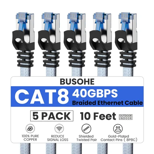 Vista 15 de Cable Ethernet Cat8 de 16.4 ft, cable de red de Internet RJ45 LAN, 40 Gbps 2000 MHz Gigabit Patch Cord Wire para módem, router, PS3, PS4, Xbox