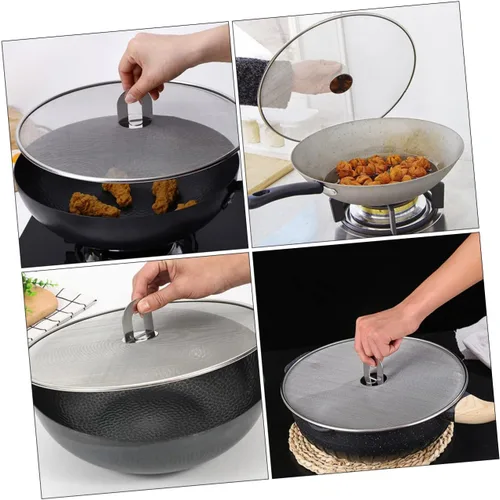 Vista 3 de 3pcs Stainless Steel Splatter Screen for Frying Pan Oil Guard