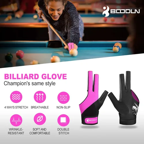 Vista 2 de YFY Billiard Pool Gloves for Left Hand 3 Finger, Splicing Process, Snooker Cue Sport Glove Popular Sizes for Men & Women