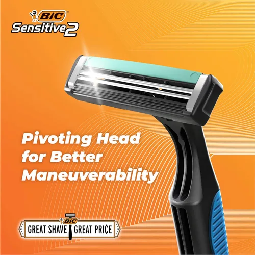 Vista 5 de BIC Sensitive 2 - Maquinilla de afeitar desechable para hombre, dos cuchillas, paquete de 20 maquinillas de afeitar, para un afeitado calmante