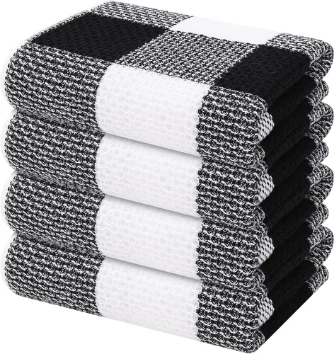 Vista 27 de Mordimy Trapos de cocina a cuadros 100% algodón, 12 x 12 pulgadas, súper suaves y absorbentes, de secado rápido, trapos de cocina para cocina, Beige