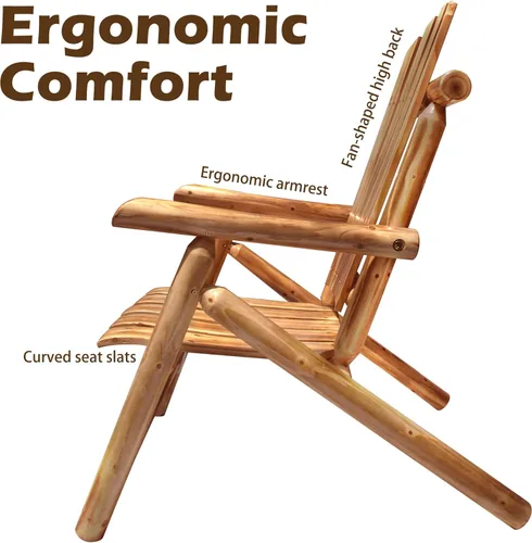 Vista 5 de Anraja Silla Adirondack de madera para exteriores, muebles de troncos de madera, porche, patio, exterior, asiento rústico, interior, césped, salón