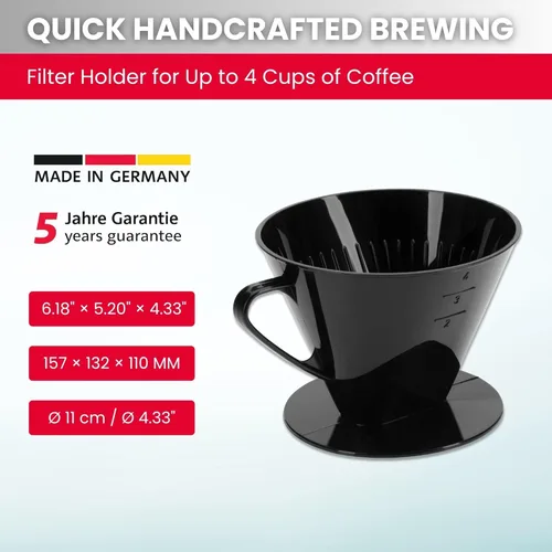 Vista 2 de Westmark Gotero de café, cono de filtro de café tamaño 4, plástico reutilizable para preparación manual, hasta 4 tazas, modelo 24442261