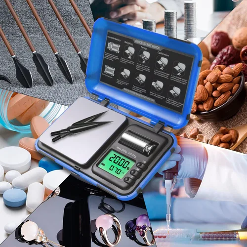 Vista 8 de Báscula de tiro con arco de doble unidad y pantalla HD, escala digital LCD de flechas de bolsillo, escala de 7.05 oz x 0.00 oz de gramos, mini