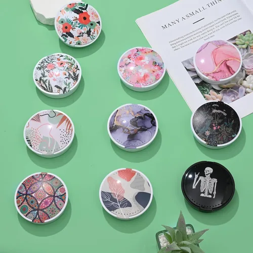 Vista 7 de Estuche retenedor, funda para dentadura y alineador de ortodoncia con espejo y ventilación, flor negra