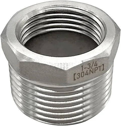 Vista 16 de Beduan - Buje reductor hexagonal de acero inoxidable, 1" macho NPT a 1/2" hembra NPT, accesorio adaptador para tubería de fundición reductor