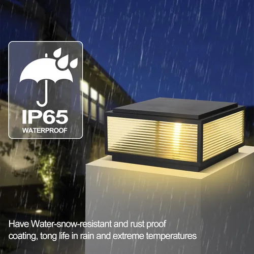 Vista 5 de SLAWA Tapas de poste al aire libre Luces de poste de aluminio fundido Accesorio de iluminación de linterna de poste exterior con base E26 Tapas