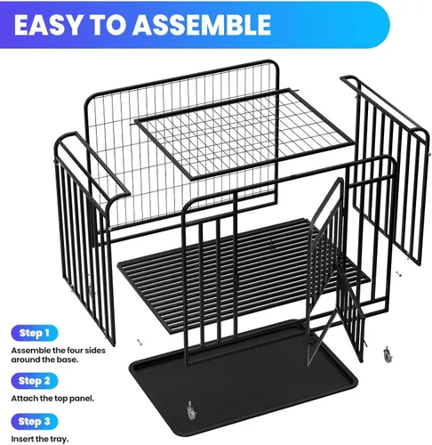 Vista 5 de Dog Crate, 42 Inch Heavy Duty Dog Cage with Alloy Steel Material, Dog Kennel for Medium Large Dogs, with Easy Assembly and Multi Scene Application