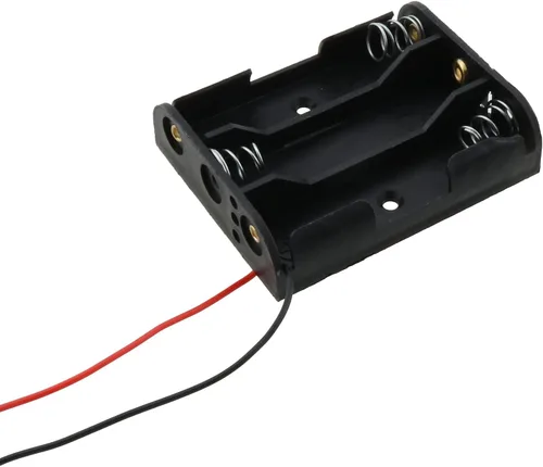 Vista 5 de Caja de almacenamiento con 3 pilas AA con cables de 10 pulgadas, soporte de batería AA de 3 ranuras con cables