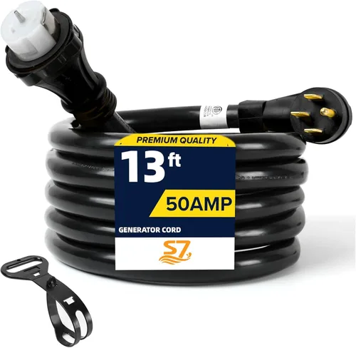 Cable de extensión de generador de 50 amperios, cable de alimentación resistente de 13 pies 14-50P a SS2-50R para RV, interruptor de transferencia,