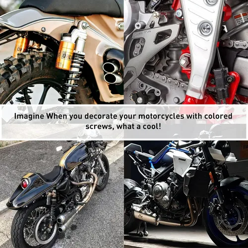Vista 7 de Swpeet Kit surtido de pernos de carenado de motocicleta M5 M6, 177 unidades, 2 tamaños, tornillos para parabrisas de motocicleta, tornillos