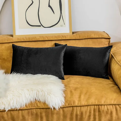 Vista 22 de Home Brilliant Funda de cojín decorativa para el hogar, en terciopelo, para sofá, silla, cama.