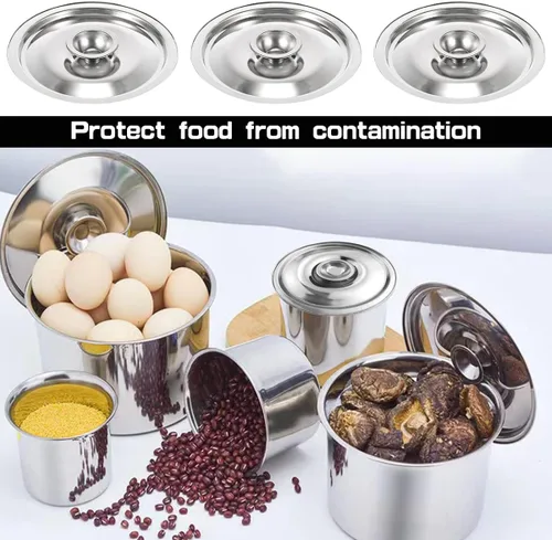 Vista 6 de Tapa universal de acero inoxidable, tapa de sartén de cocina de 5.5 pulgadas con asa, tapa reutilizable, accesorios para tapas de tazones (5.5 in)