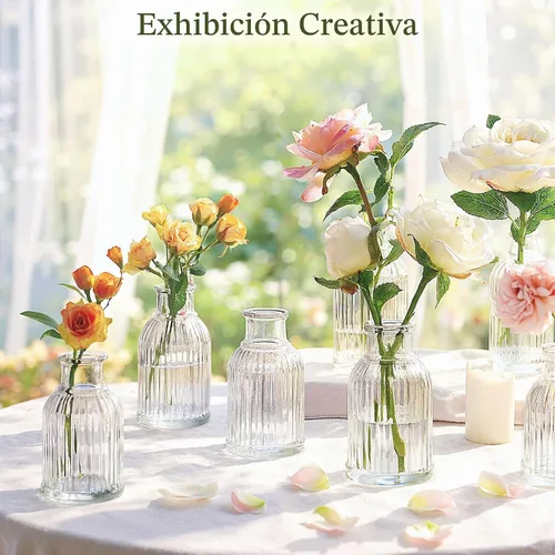 Vista 4 de DomeStar 16 jarrones pequeños de 3.8 pulgadas para flores, jarrón de flores de vidrio a granel para centros de mesa, adecuado para decoración