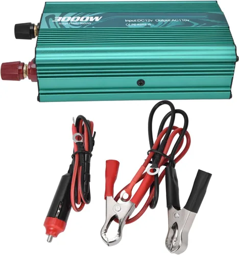 Vista 9 de Inversor sinusoidal puro de 3000 W, CC 12 V a 110 V CA, convertidor de corriente de automóvil con adaptador de automóvil, toma de corriente alterna