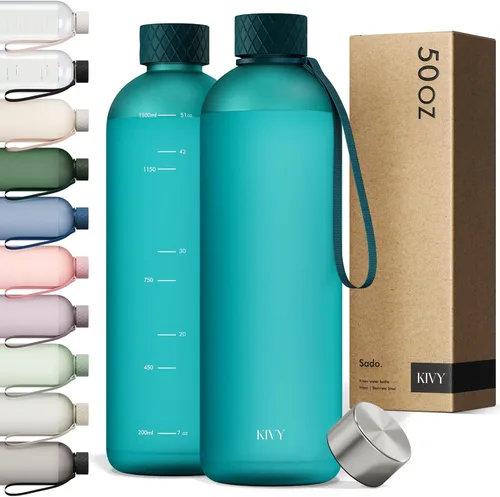 Vista 15 de KIVY Botella de agua delgada de 22 onzas [ligera e inastillable] – Botella de agua reutilizable de Tritan – Botella a prueba de fugas para mujeres