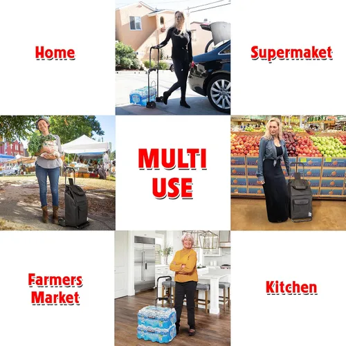 Vista 6 de dbest products - Carro de mano Trolley Dolly Compacto con bolsillos – Carrito de compras plegable con ruedas – Carro rodante de uso múltiple