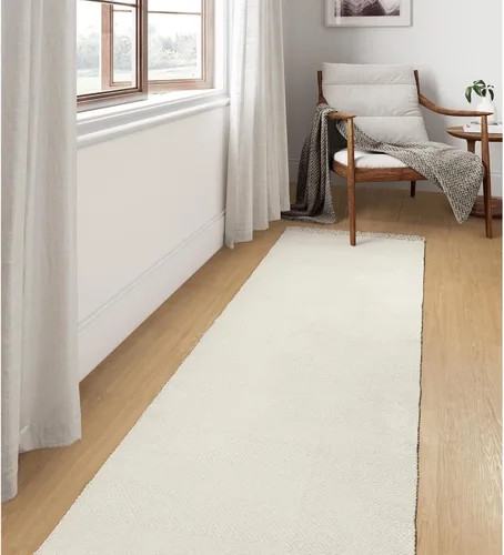 Vista 25 de Collive Alfombra de Baño Negra, 2' x 3' Tejida a Mano Lavable Alfombras Pequeñas de Cocina, Alfombra de Entrada Reversible de Algodón Alfombra