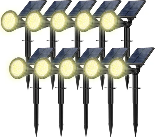 Vista 11 de Focos solares para exteriores, cambio de color, 7 modos/14 luces LED solares para exteriores, impermeables, RGB multicolor, luces solares
