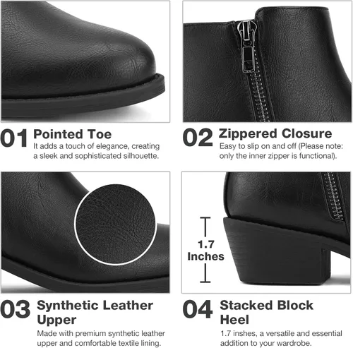 Vista 3 de Rollda Botines de tacón bajo para mujer, con cremallera lateral, botas cortas para mujer