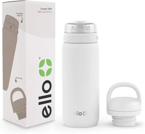 Vista 99 de Ello Cooper Twist - Botella de agua de acero inoxidable de 32 onzas con tapa para beber A prueba de fugas Doble pared y aislada al vacío Asa