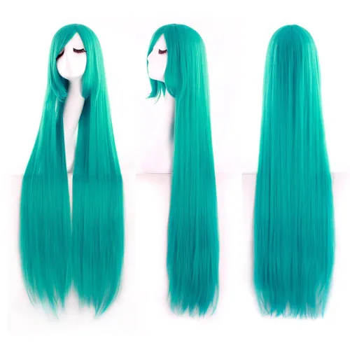 Vista 41 de MapofBeauty - Peluca para anime de 40 pulgadas de largo y lisa, con flequillo oblicuo, para fiesta de cosplay (rubio)