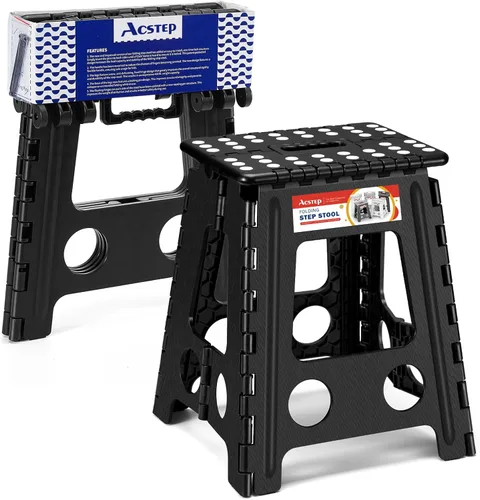 Vista 15 de ACSTEP Taburete plegable de 9 pulgadas, capacidad de 300 libras, taburetes plegables de plástico para niños y adultos, taburete plegable adecuado