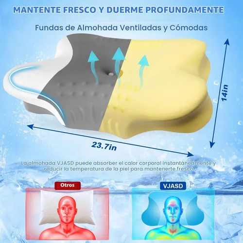 Vista 6 de Almohada cervical para el cuello para dormir de lado, almohadas de espuma viscoelástica, soporte ergonómico para el cuello para aliviar el dolor