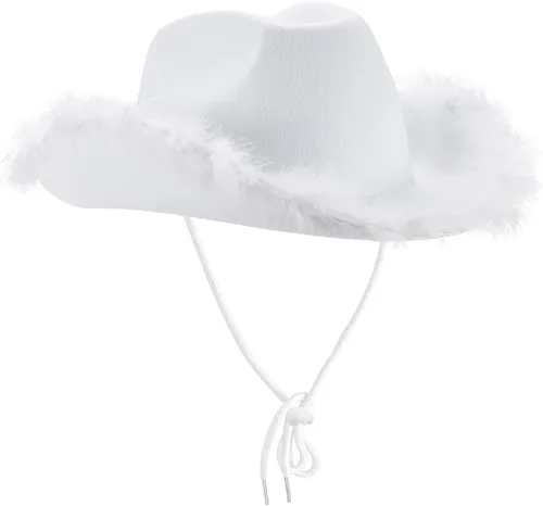 Utaly Sombrero de vaquero blanco para mujeres y hombres, para Halloween, cosplay, despedida de soltera, fiesta de disfraces