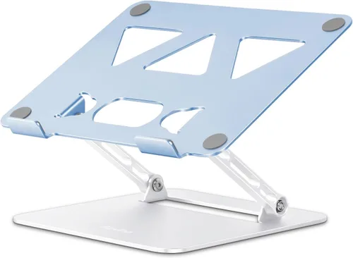 Vista 12 de Aoviho Soporte ajustable para laptop para escritorio, soporte portátil y elevador, soporte plegable de aluminio para computadora portátil