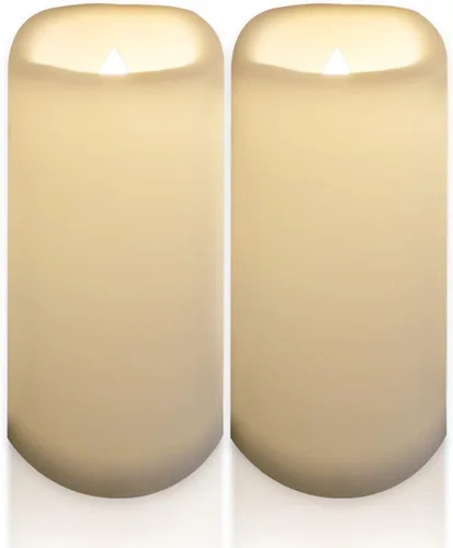 Vista 7 de Velas grandes sin llama para exteriores con temporizador de 4 x 10 pulgadas Blanco