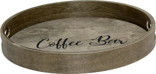 Vista 9 de Elegant Designs HG2013-GBL Bandeja de Servir Redonda de Madera Decorativa de Navidad de 13.75'' con Asas, Verde Believe