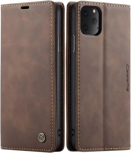 Vista 10 de SINIANL Funda tipo cartera para iPhone 11, funda de piel tipo libro plegable con función atril, ranura para tarjeta de crédito, cierre magnético