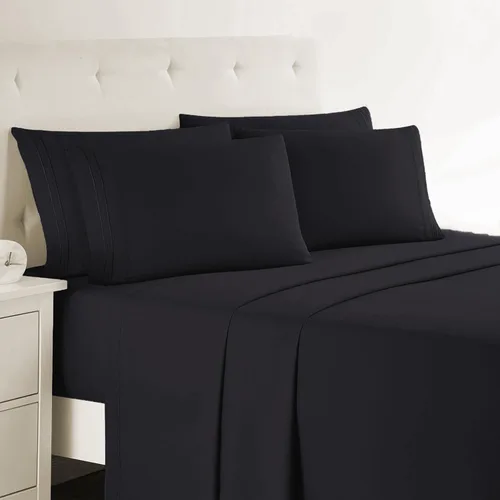 Vista 57 de Clara Clark Juego de ropa de cama, tamaño Queen corto, 6 piezas, microfibra, plateado Plata