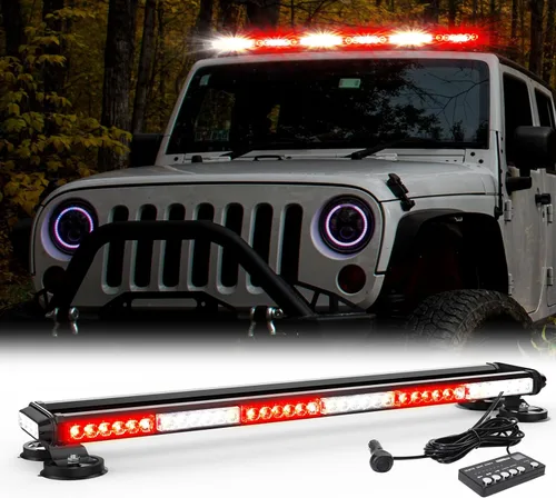 Vista 10 de WINECO - Barra de luces estroboscópicas LED ámbar de 29.5" para techo, doble cara intermitente, luz de emergencia, señal de peligro, advertencia