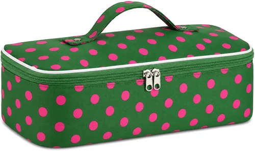 Vista 17 de Elegante bolsa de viaje para herramientas para el cabello con asa para Raya azul claro y rosa