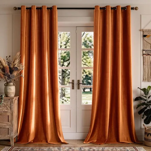 Vista 24 de BULBUL Cortinas de Ventana de Terciopelo Gris Oscuro de 96 pulgadas de Largo - 2 Paneles Sala de Estar Gris Cortinas Opacas de Ventana Cortinas