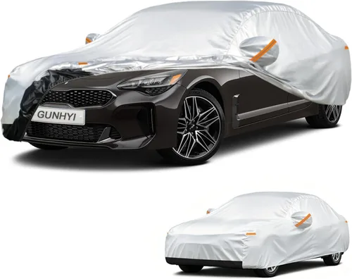 Vista 77 de GUNHYI - Funda de automóvil de 6 capas para Tesla Model 3 (2017-2025), impermeable para todo tipo de clima, protección UV contra la nieve, el sol