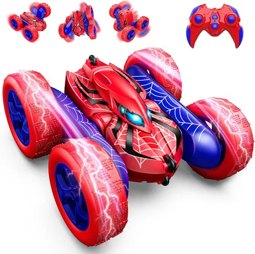 Vista 9 de Coche de Control Remoto, Coches RC para Niños de 4, 5, 6, 7, 8, 9, 10, 11, 12 Años, Coche RC de Derrape 4WD Recargable con Doble Cara y Giro
