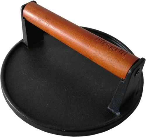 Vista 8 de Firsgrill Prensa para parrilla de hierro fundido resistente de 8.3"×4.3" y peso para bistec con mango de madera de agarre cómodo que no se calienta