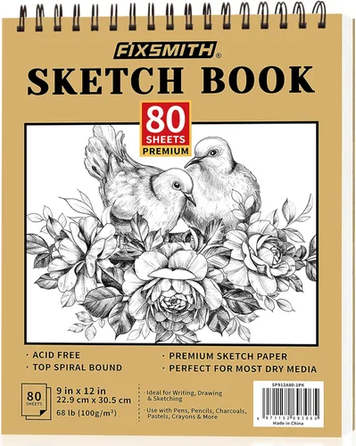 Vista 22 de FIXSMITH Cuaderno de bocetos de 5.5"X8.5" 100 hojas (68 lb/100gsm) Cuaderno de bocetos Papel de dibujo libre de ácido Bloc de bocetos